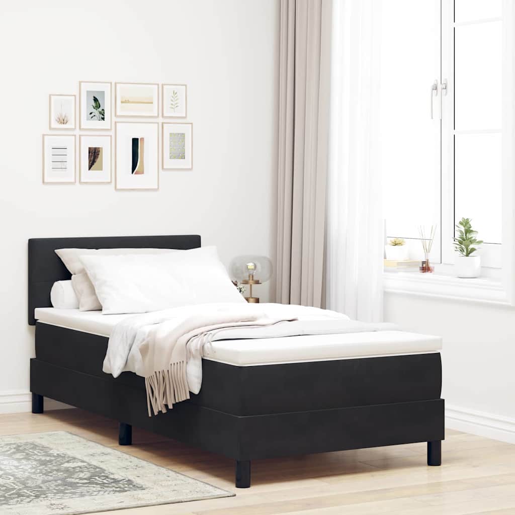 LED Box Spring Krevet s LED trakama Crna 90 x 200 cm Baršun