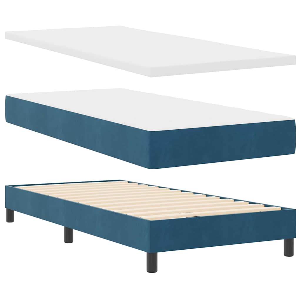 LED Box Spring Krevet Tamno plava 90 x 200 cm Baršun