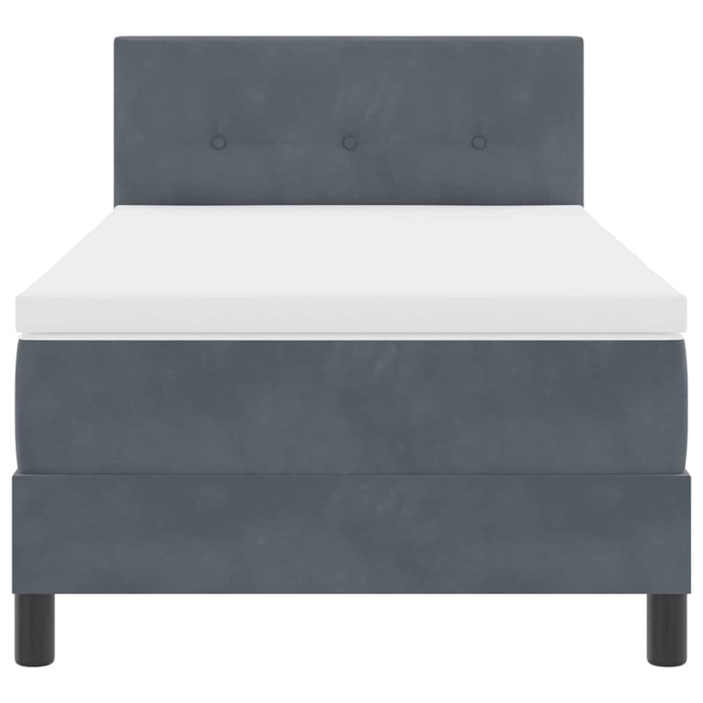 LED Box Spring Krevet Tamno siva 100 x 200 cm Baršun