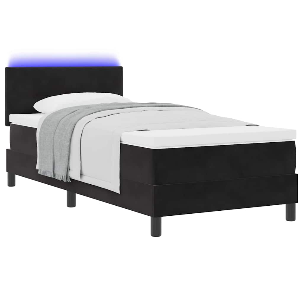 LED Box Spring Krevet s LED trakama Crna 100 x 200 cm Baršun
