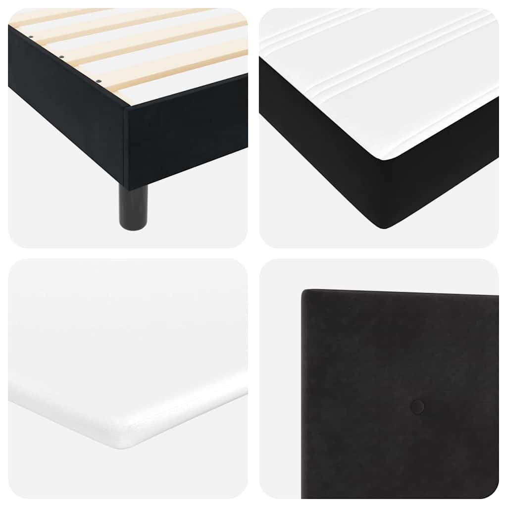 LED Box Spring Krevet s jastukom Crna 120 x 200 cm Baršun