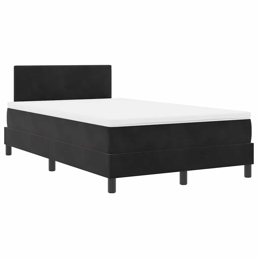 LED Box Spring Krevet s jastukom Crna 120 x 200 cm Baršun