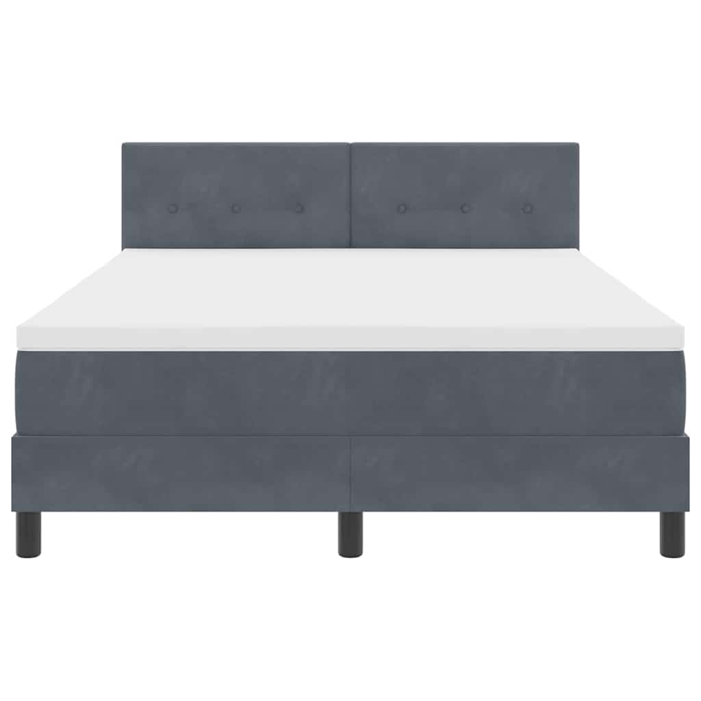 LED Box Spring Krevet Tamno siva 140 x 190 cm Baršun