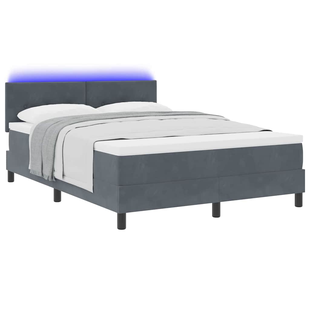 LED Box Spring Krevet Tamno siva 160 x 200 cm Baršun