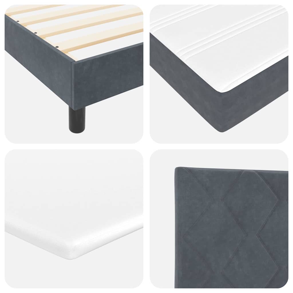 LED Box Spring Krevet Tamno siva 90 x 190 cm Baršun