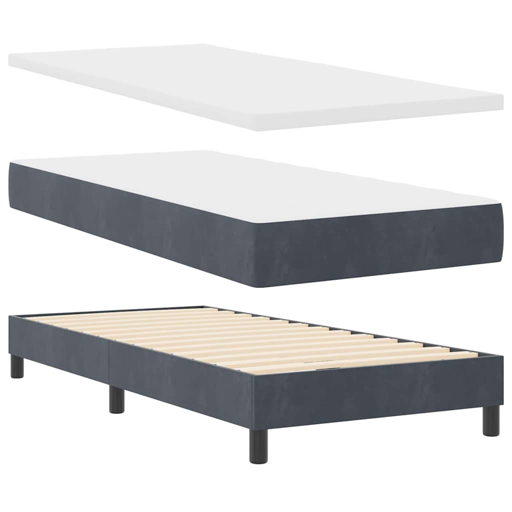 LED Box Spring Krevet Tamno siva 90 x 190 cm Baršun
