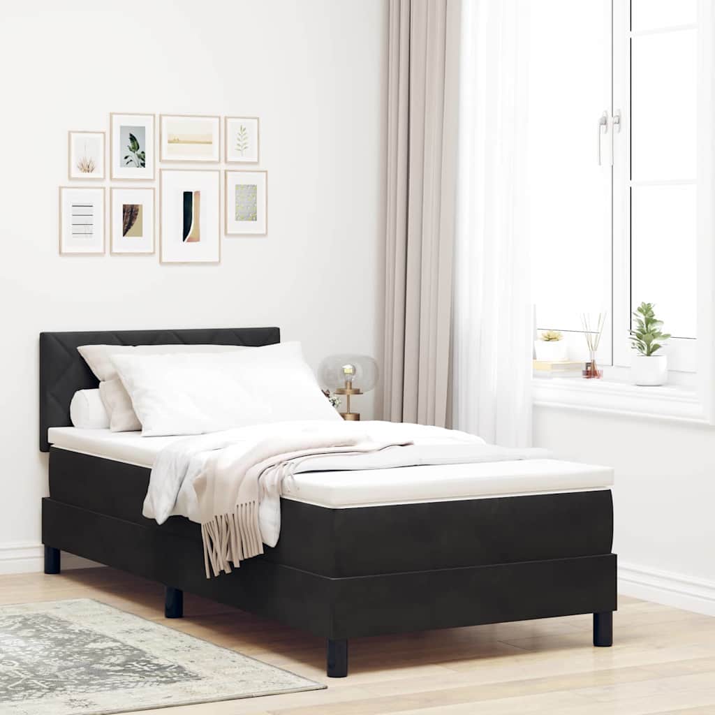 LED Box Spring Krevet s LED trakama Crna 90 x 190 cm Baršun