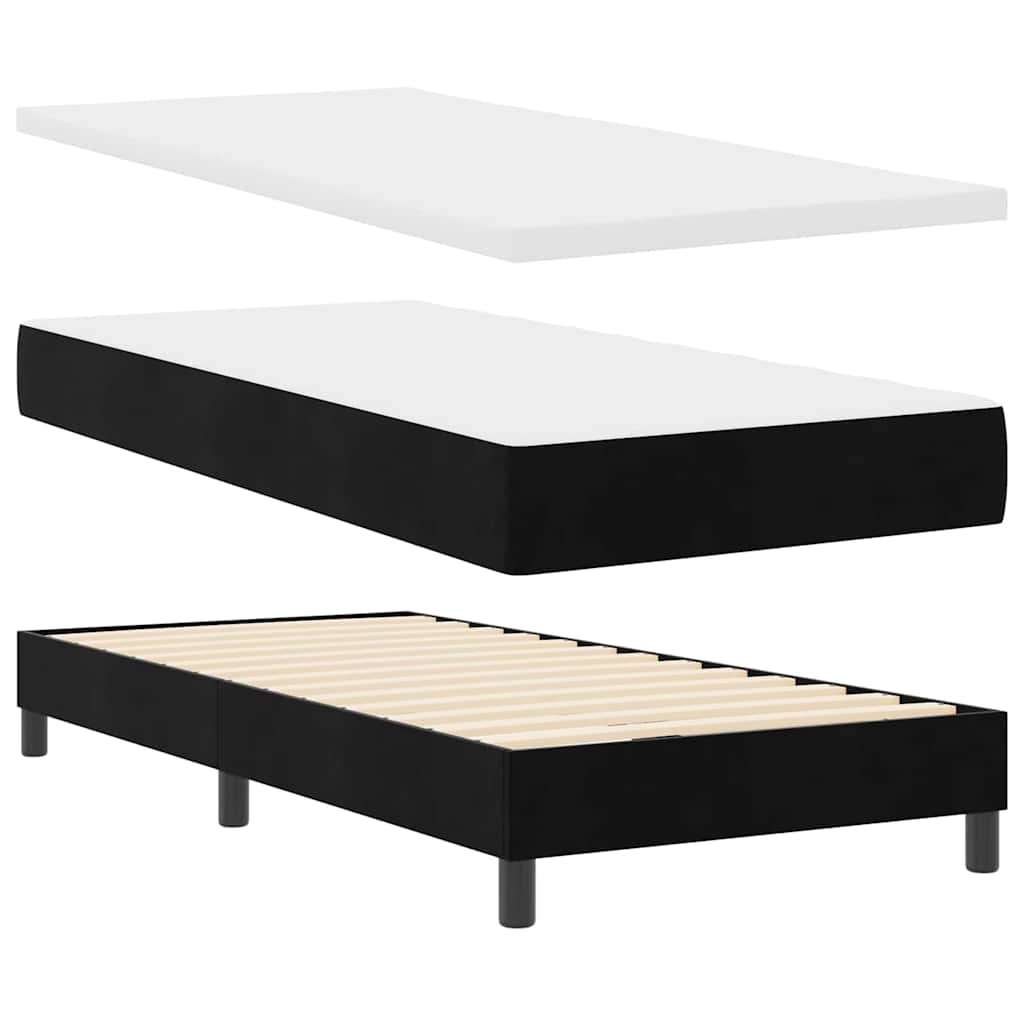 LED Box Spring Krevet s LED trakama Crna 90 x 190 cm Baršun