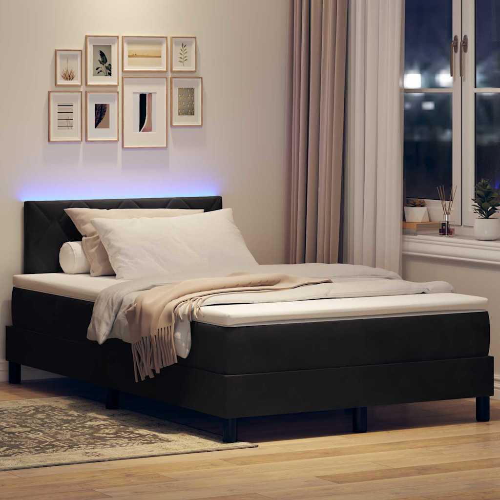 LED Box Spring Krevet s LED trakama Crna 120 x 200 cm Baršun