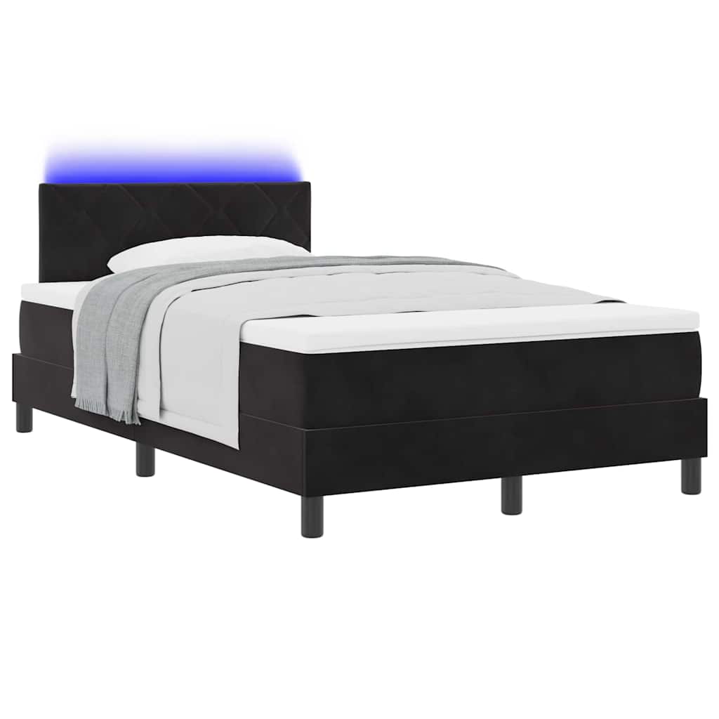 LED Box Spring Krevet s LED trakama Crna 120 x 200 cm Baršun
