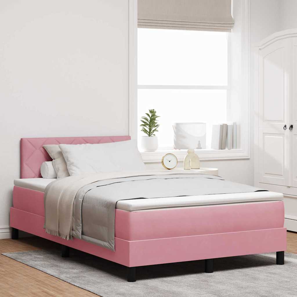 LED Box Spring Krevet Ružičasta 120 x 200 cm Baršun