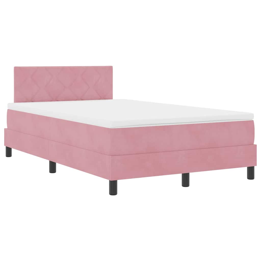 LED Box Spring Krevet Ružičasta 120 x 200 cm Baršun