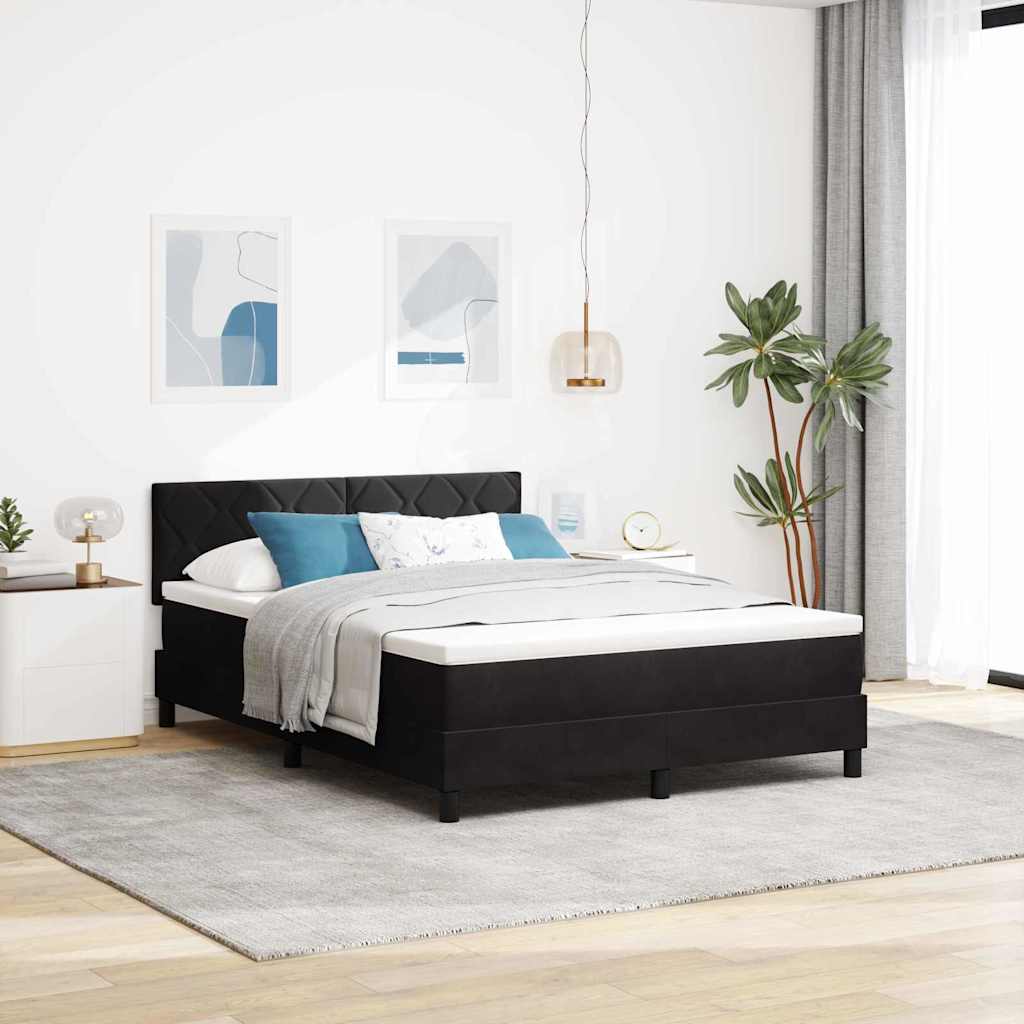 LED Box Spring Krevet s LED trakama Crna 140 x 190 cm Baršun