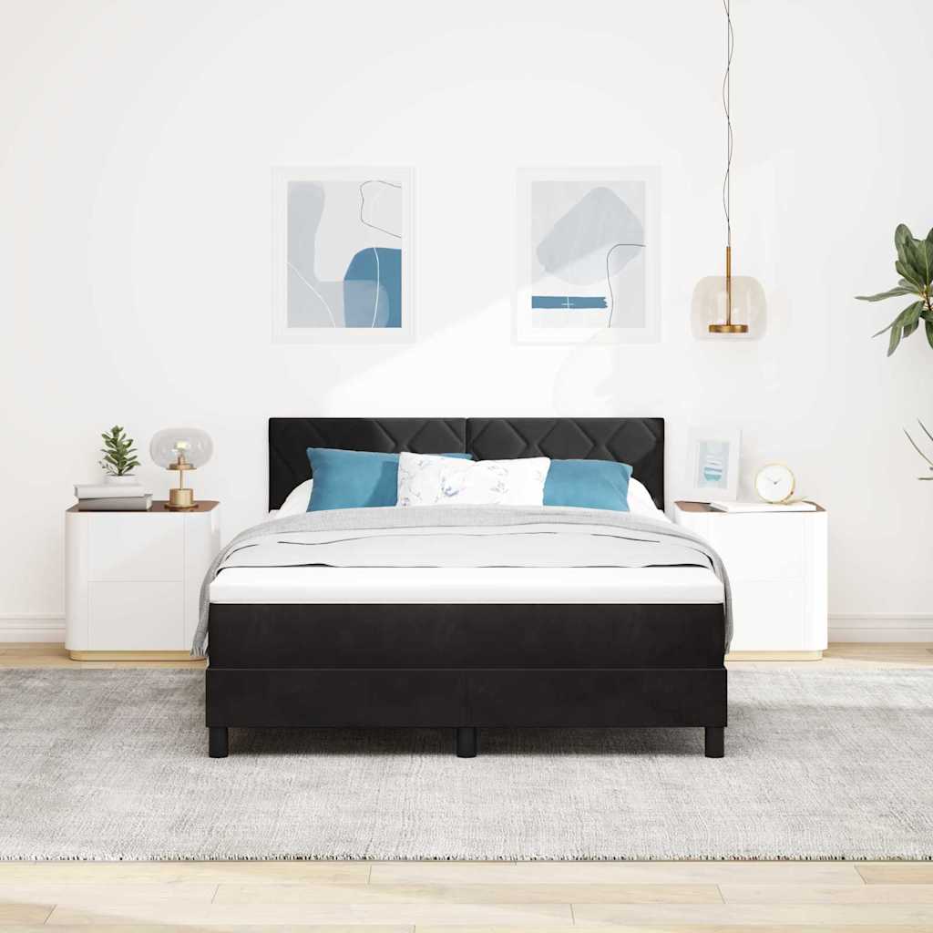 LED Box Spring Krevet s LED trakama Crna 140 x 190 cm Baršun