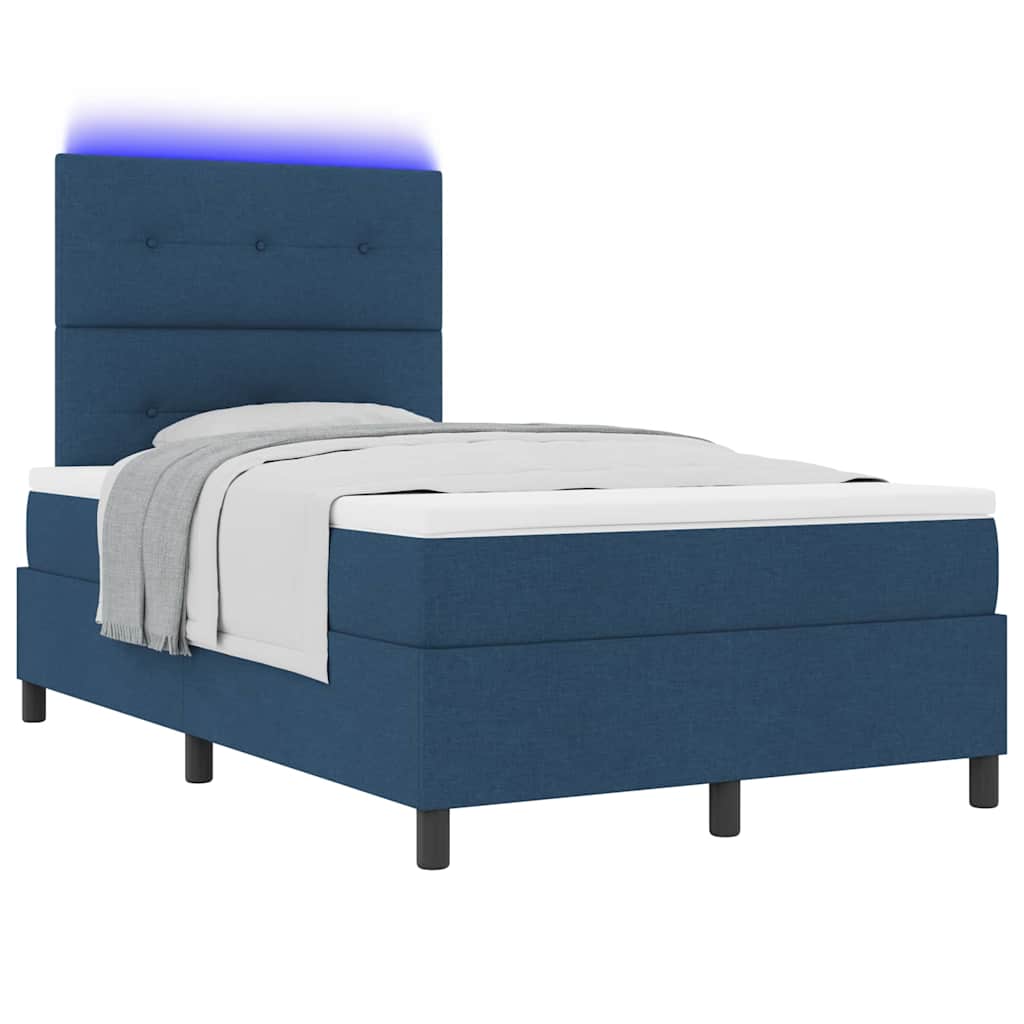 Krevet s opruga kutije s LED trakama Plava 120 x 190 cm tkanina