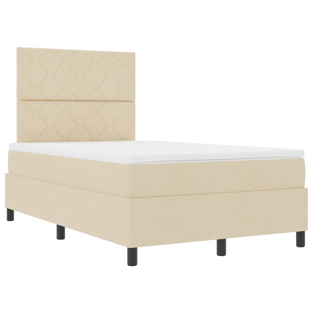 Krevet s opruga kutije s LED trakama Krema 120 x 190 cm tkanina