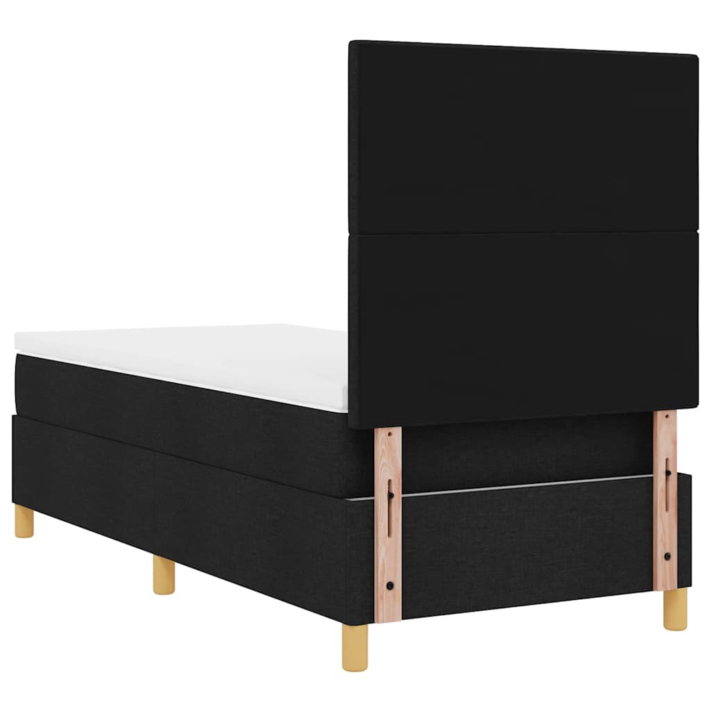 LED Box Spring Krevet s uzglavljem Crna 90 x 200 cm tkanina