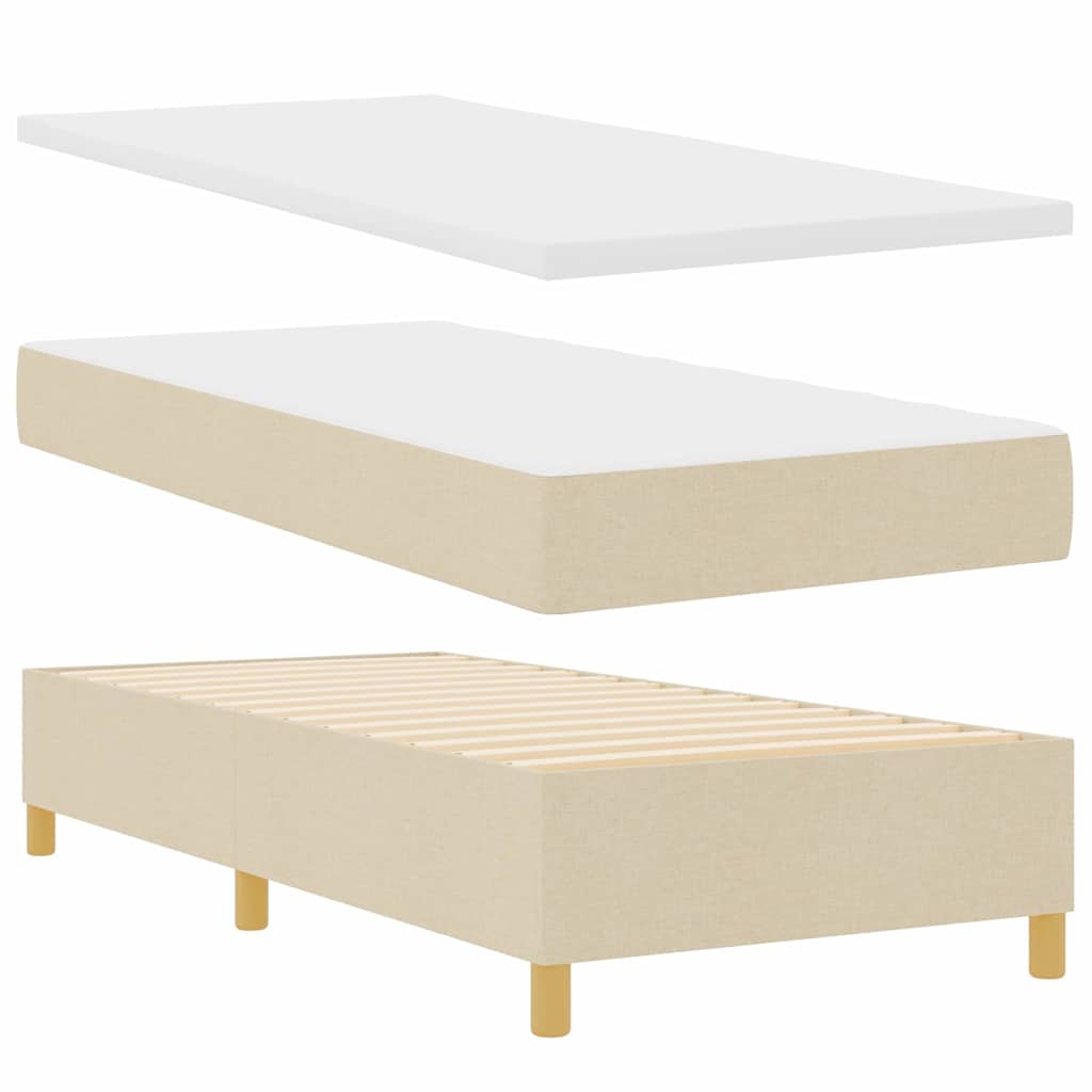 LED Box Spring Krevet s uzglavljem Krema 90 x 200 cm tkanina
