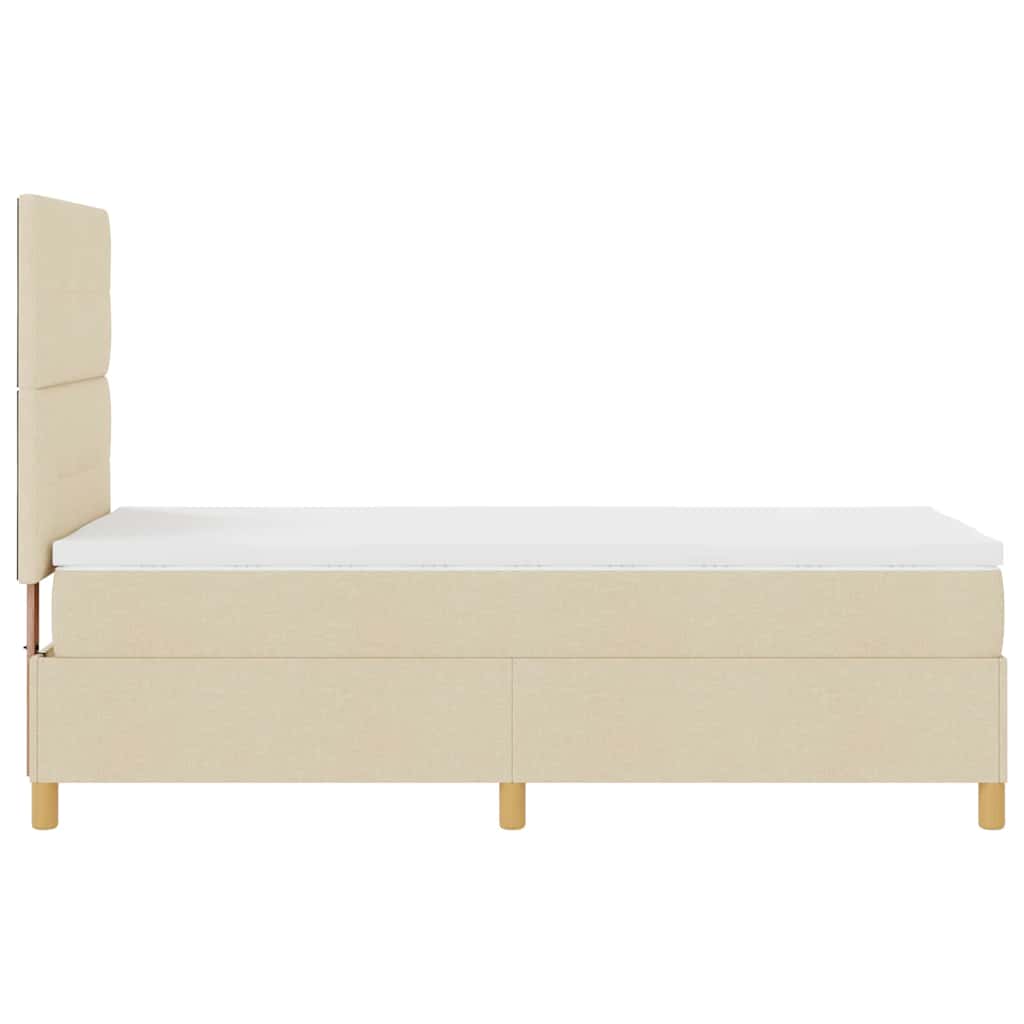 LED Box Spring Krevet s uzglavljem Krema 100 x 200 cm tkanina