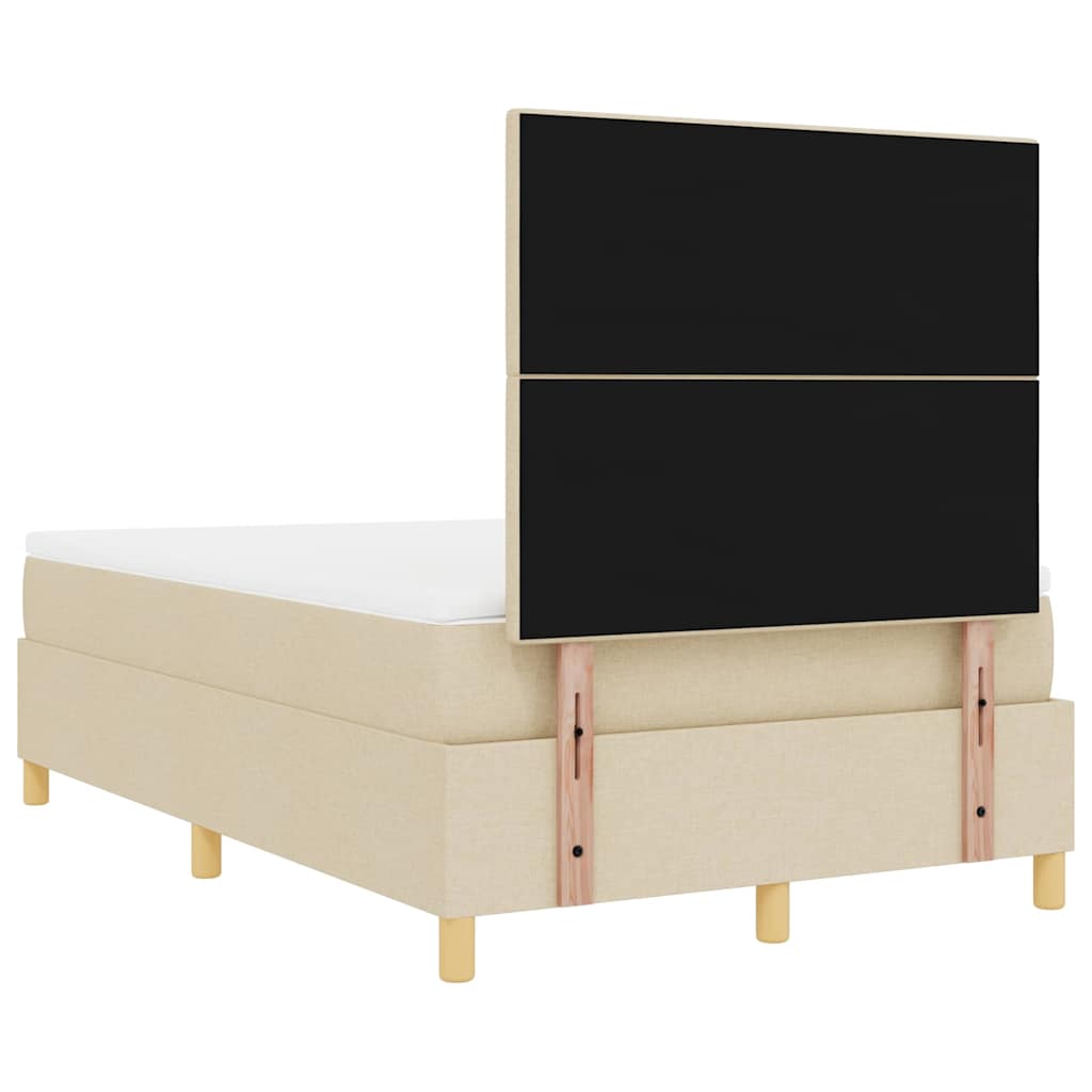 LED Box Spring Krevet s uzglavljem Krema 120 x 190 cm tkanina