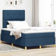 LED Box Spring Krevet s uzglavljem Plava 120 x 190 cm tkanina