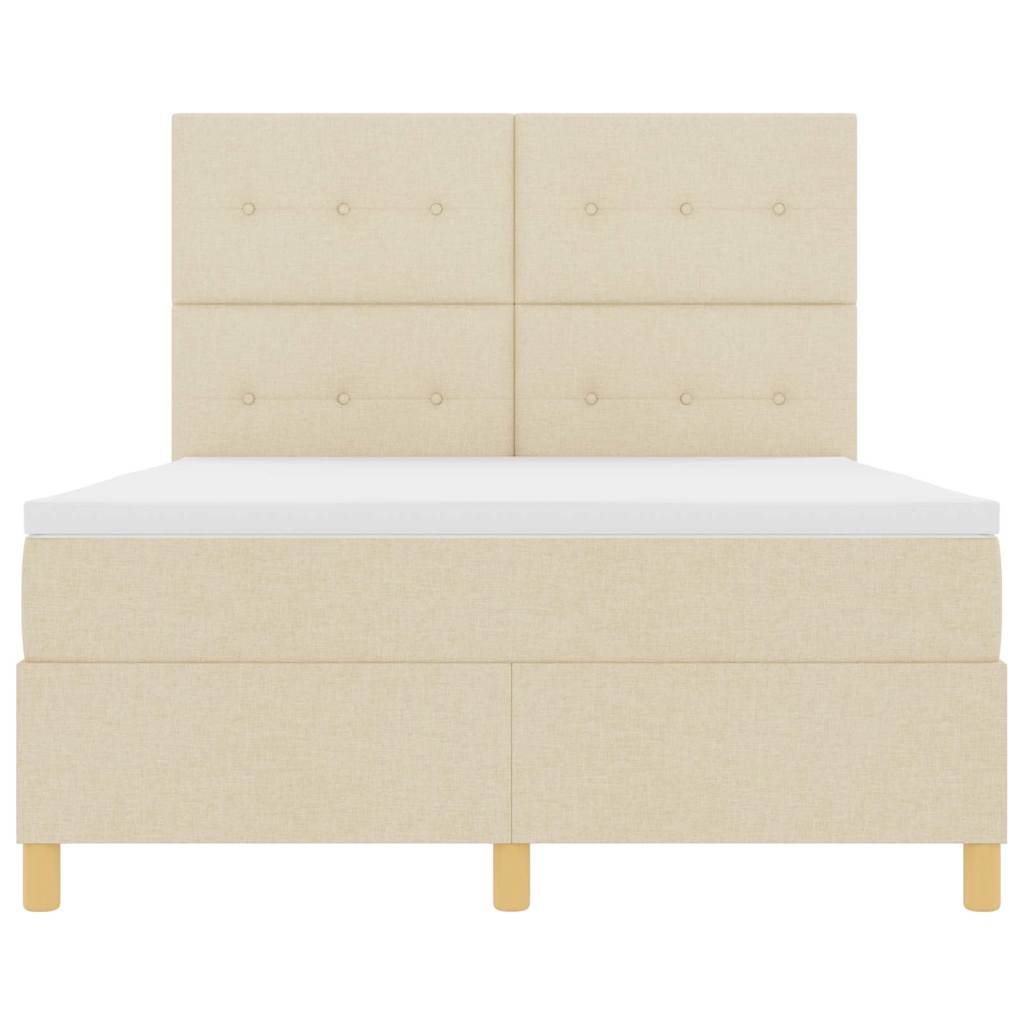 LED Box Spring Krevet s uzglavljem Krema 140 x 190 cm tkanina