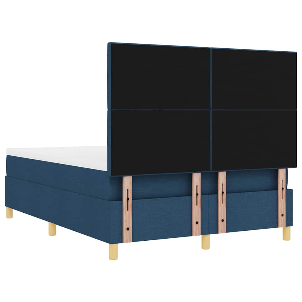 LED Box Spring Krevet s uzglavljem Plava 140 x 200 cm tkanina