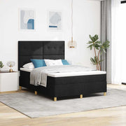 LED Box Spring Krevet s uzglavljem Crna 160 x 200 cm tkanina