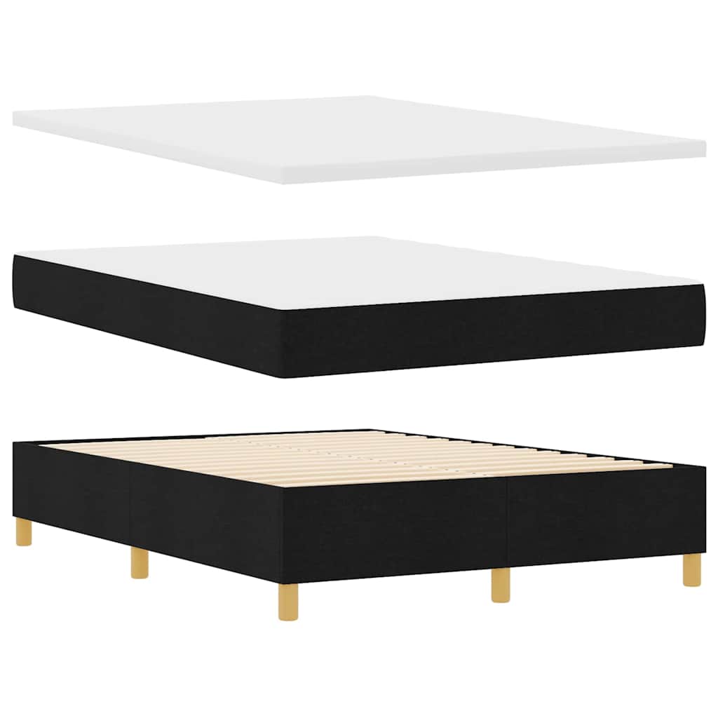 LED Box Spring Krevet s uzglavljem Crna 160 x 200 cm tkanina
