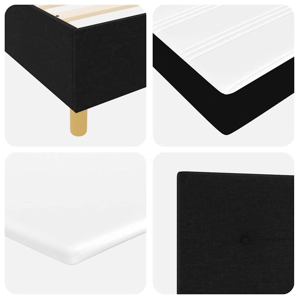 LED Box Spring Krevet s uzglavljem Crna 180 x 200 cm tkanina