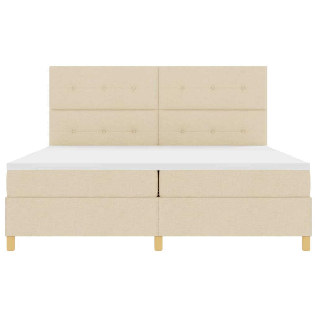 LED Box Spring Krevet s uzglavljem Krema 200 x 200 cm tkanina
