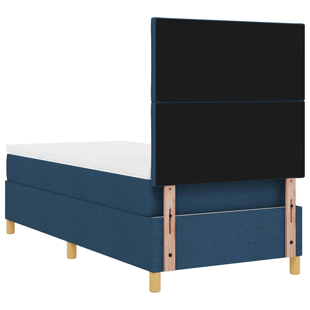 LED Box Spring Krevet s uzglavljem Plava 100 x 200 cm tkanina