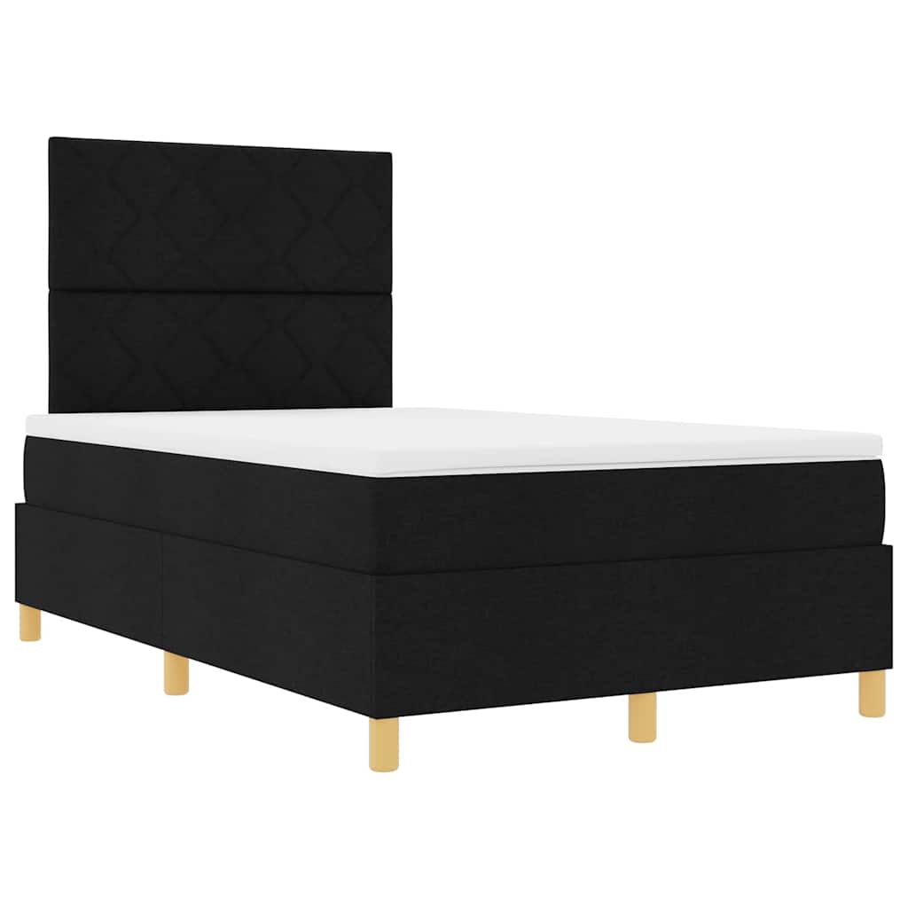 LED Box Spring Krevet s uzglavljem Crna 120 x 200 cm tkanina