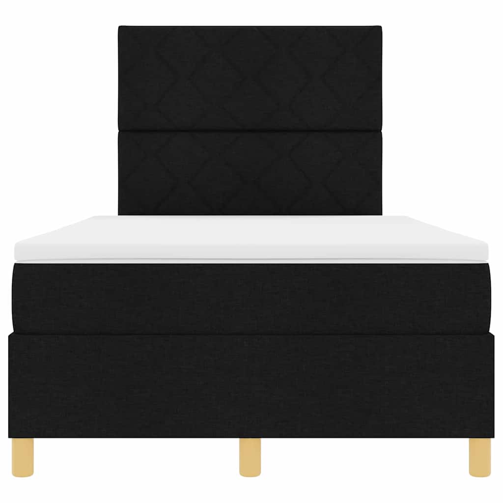 LED Box Spring Krevet s uzglavljem Crna 120 x 200 cm tkanina