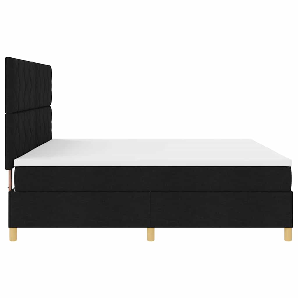 LED Box Spring Krevet s uzglavljem Crna 200 x 200 cm tkanina