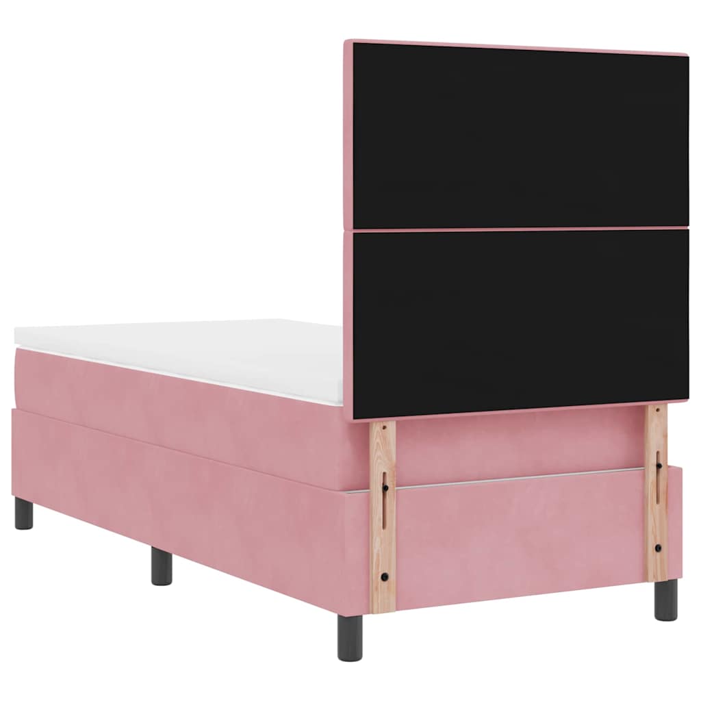 LED Box Spring Krevet s uzglavljem Ružičasta 80 x 200 cm Baršun