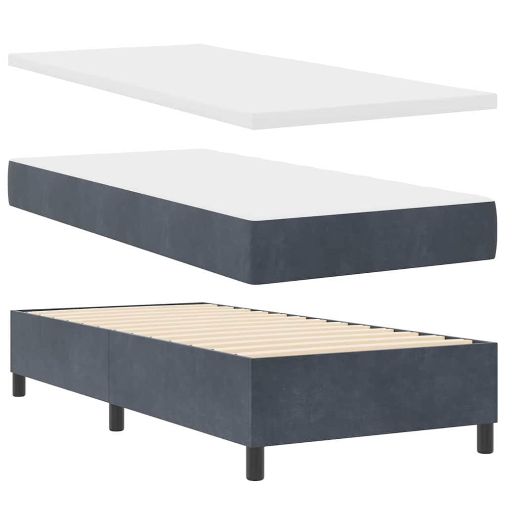 LED Box Spring Krevet Tamno siva 90 x 190 cm Baršun