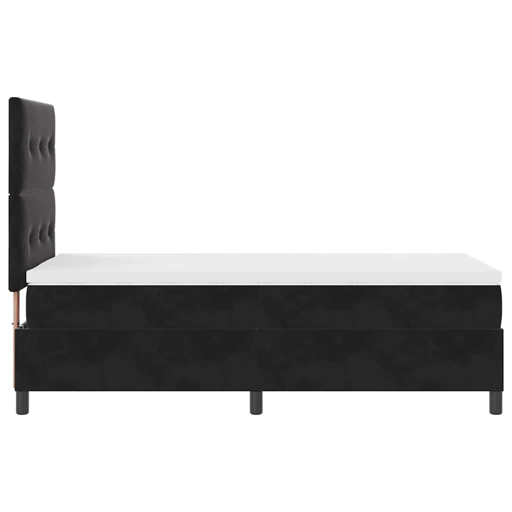 LED Box Spring Krevet s uzglavljem Crna 90 x 190 cm Baršun