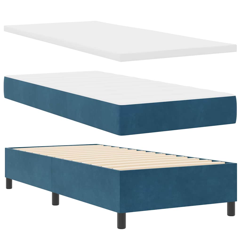 LED Box Spring Krevet Tamno plava 90 x 200 cm Baršun