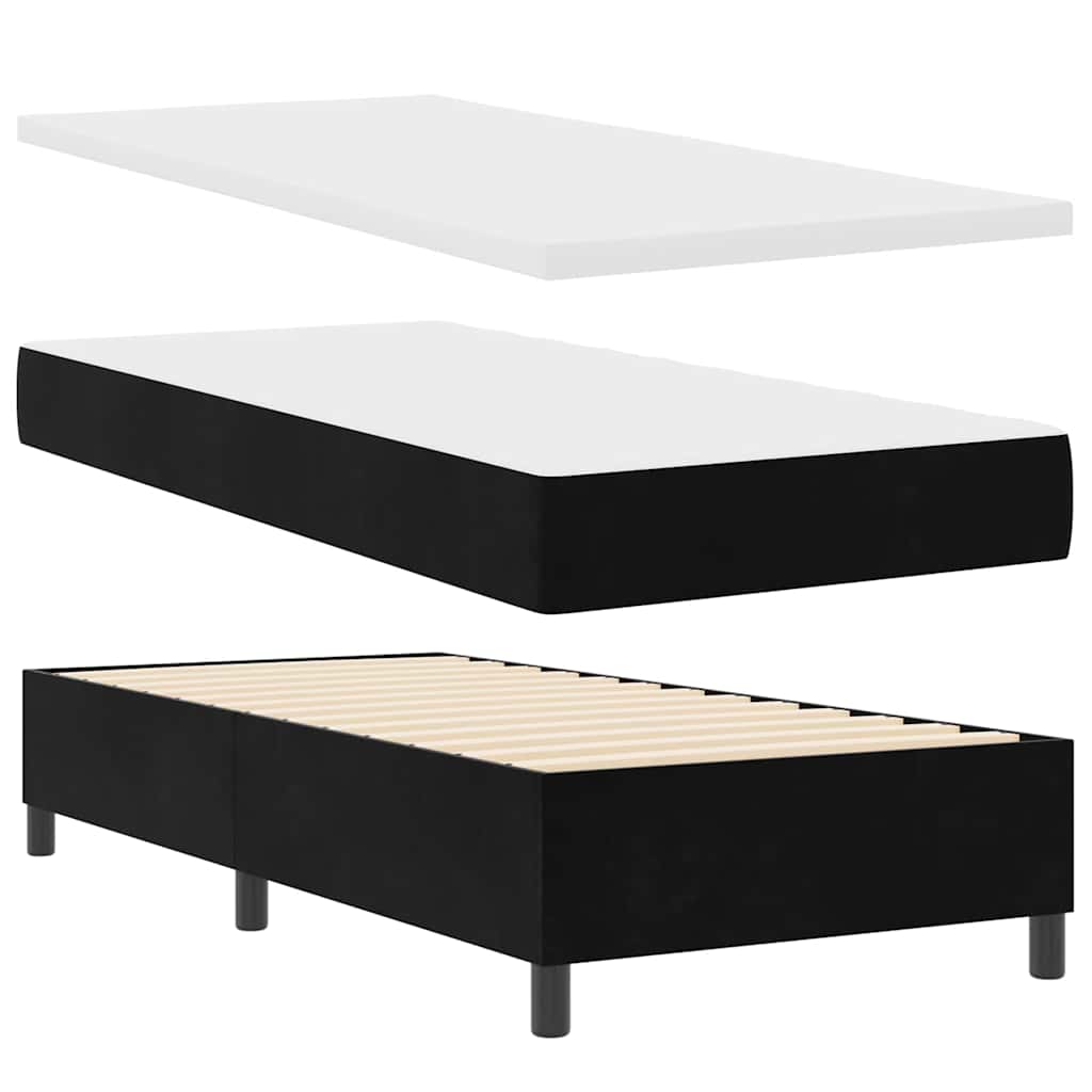 LED Box Spring Krevet s uzglavljem Crna 100 x 200 cm Baršun