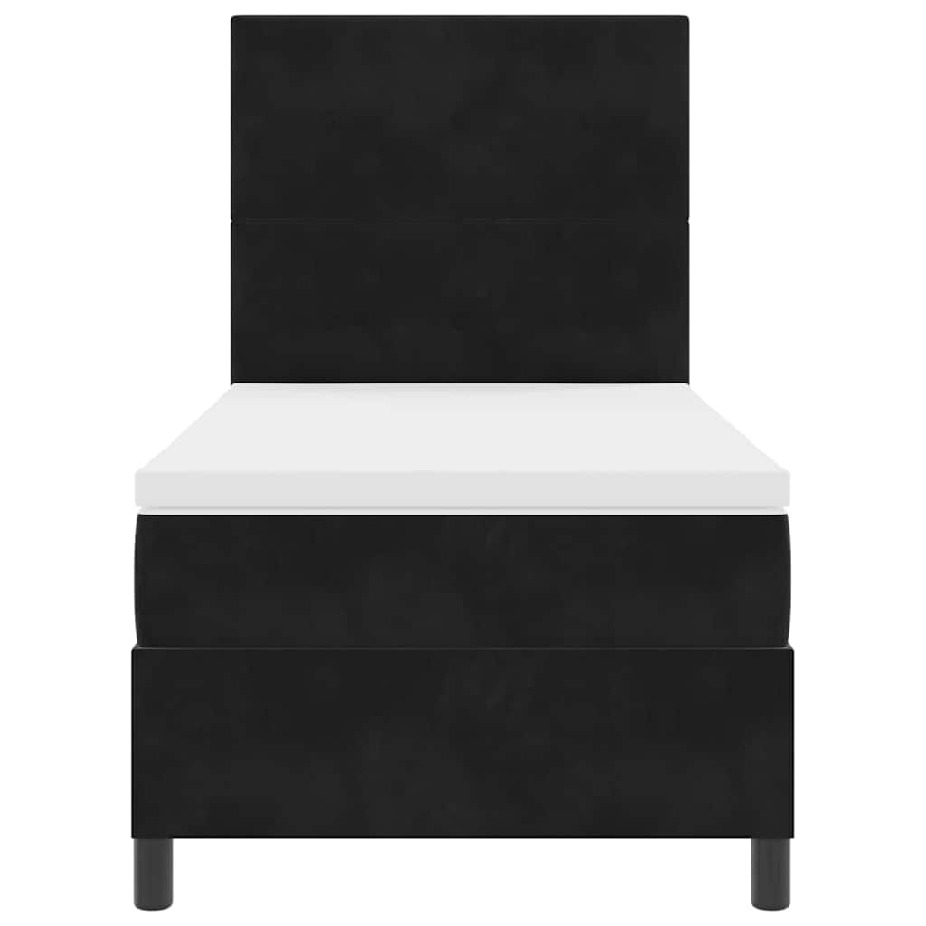 LED Box Spring Krevet s uzglavljem Crna 100 x 200 cm Baršun