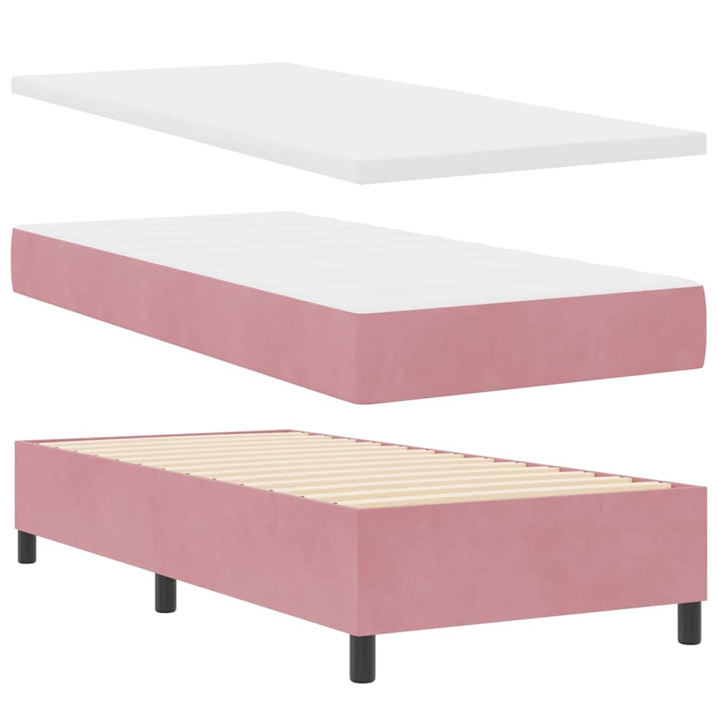 LED Box Spring Krevet Ružičasta 100 x 200 cm Baršun
