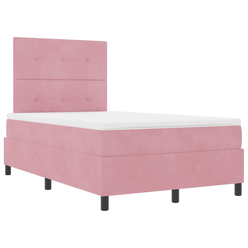 LED Box Spring Krevet Ružičasta 120 x 200 cm Baršun