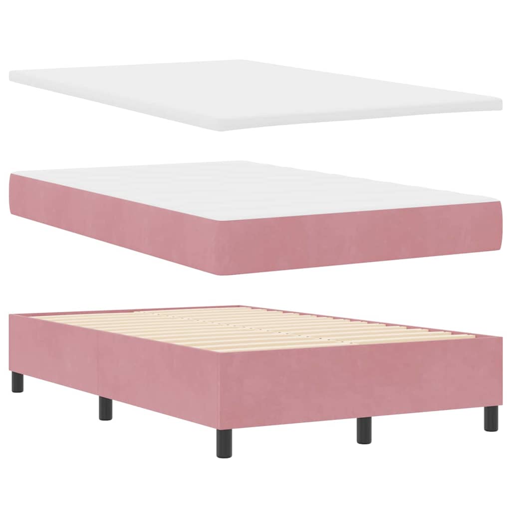 LED Box Spring Krevet Ružičasta 120 x 200 cm Baršun