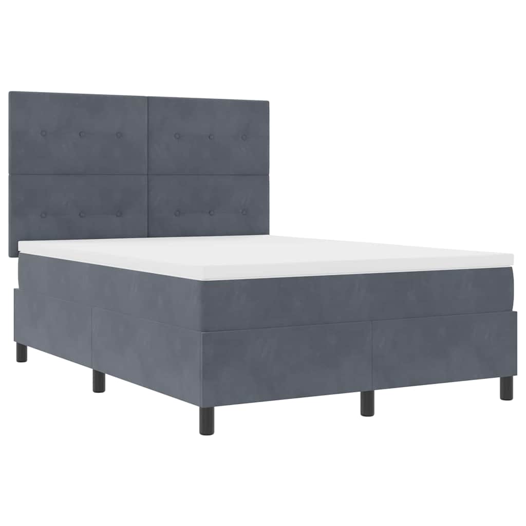 LED Box Spring Krevet Tamno siva 140 x 190 cm Baršun