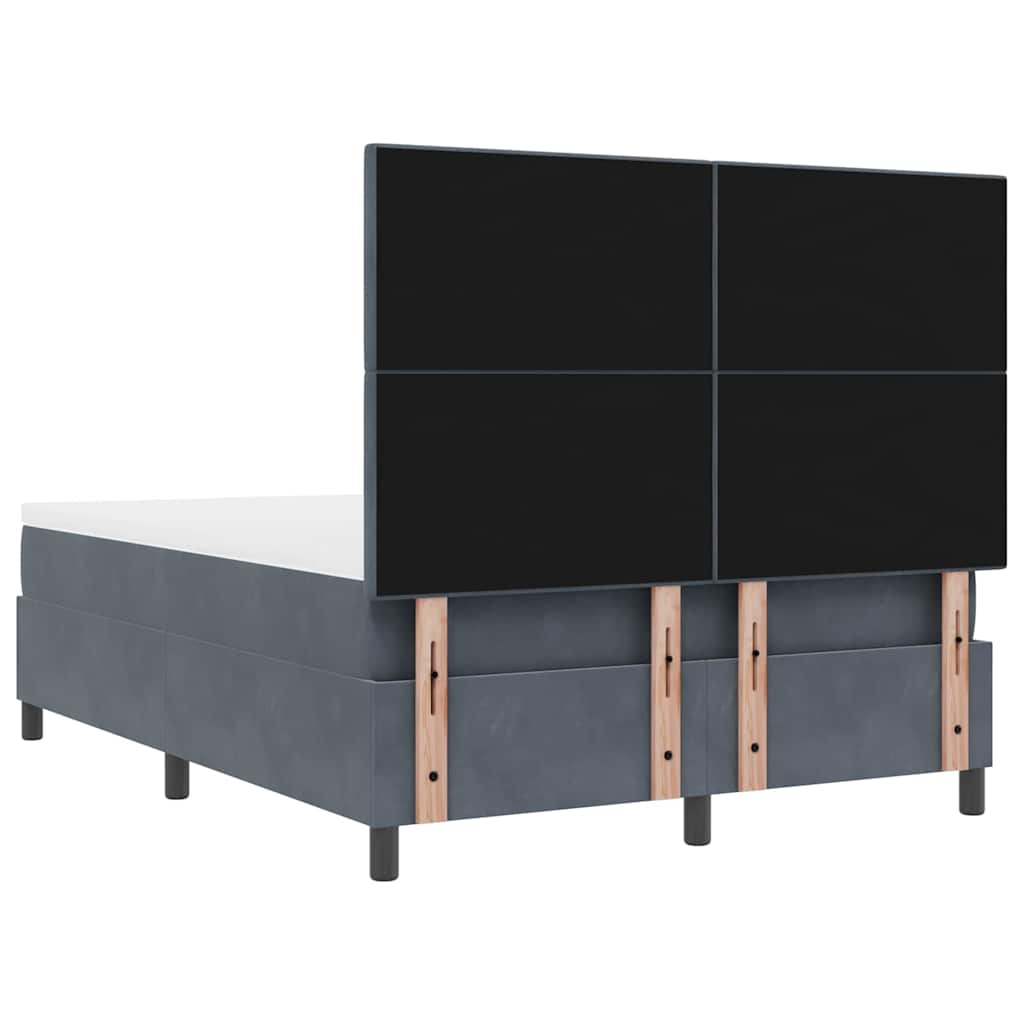 LED Box Spring Krevet Tamno siva 140 x 190 cm Baršun
