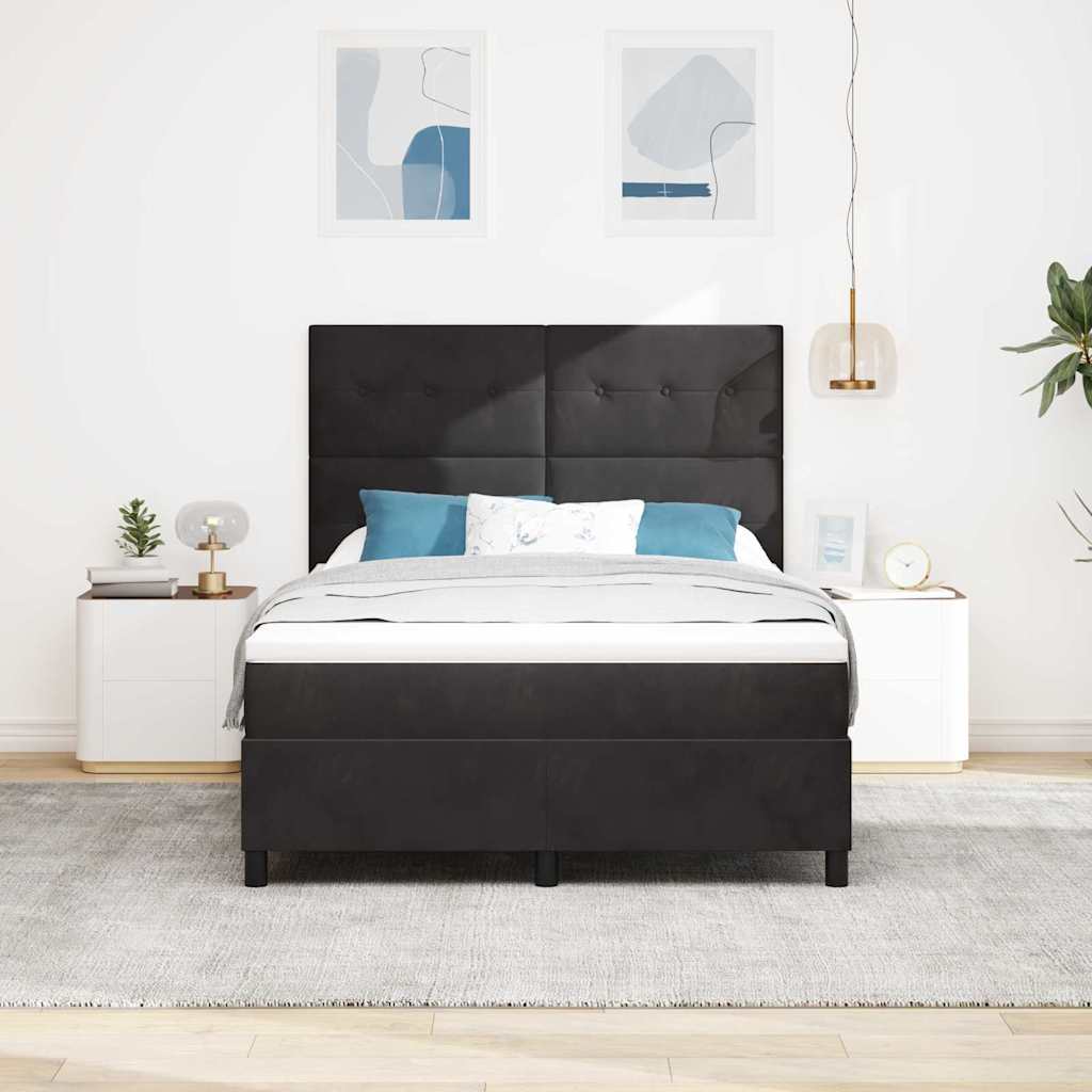 LED Box Spring Krevet s uzglavljem Crna 140 x 190 cm Baršun