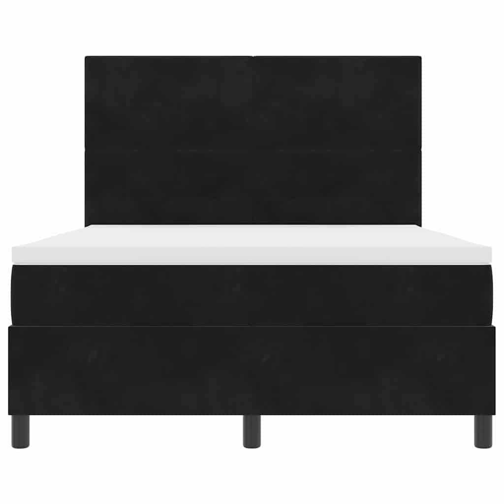 LED Box Spring Krevet s uzglavljem Crna 140 x 200 cm Baršun