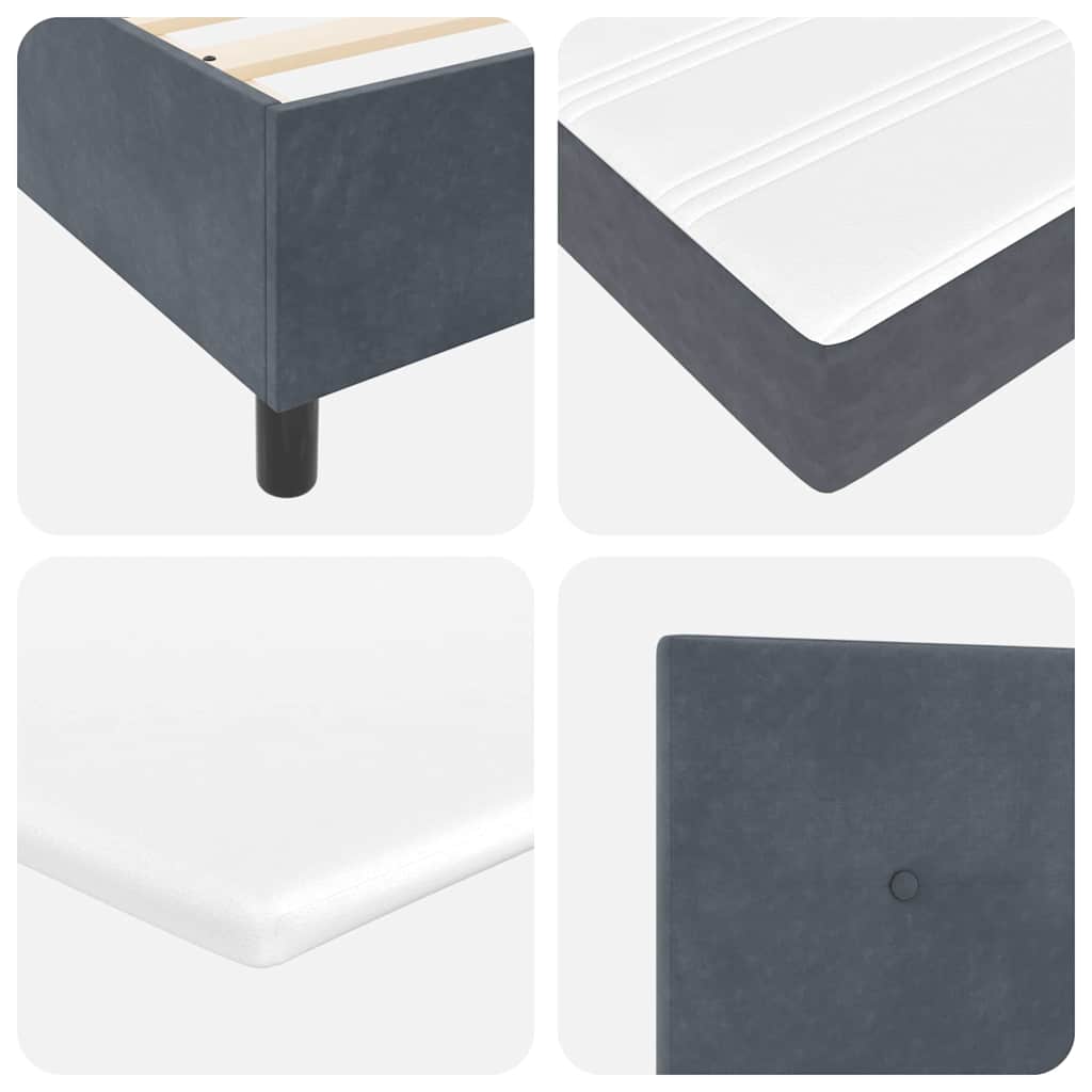 LED Box Spring Krevet Tamno siva 160 x 200 cm Baršun