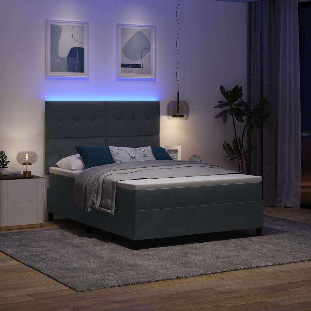 LED Box Spring Krevet Tamno siva 160 x 200 cm Baršun